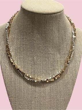 Two-Tone Gold & Silver Faceted Bead Necklace for Women